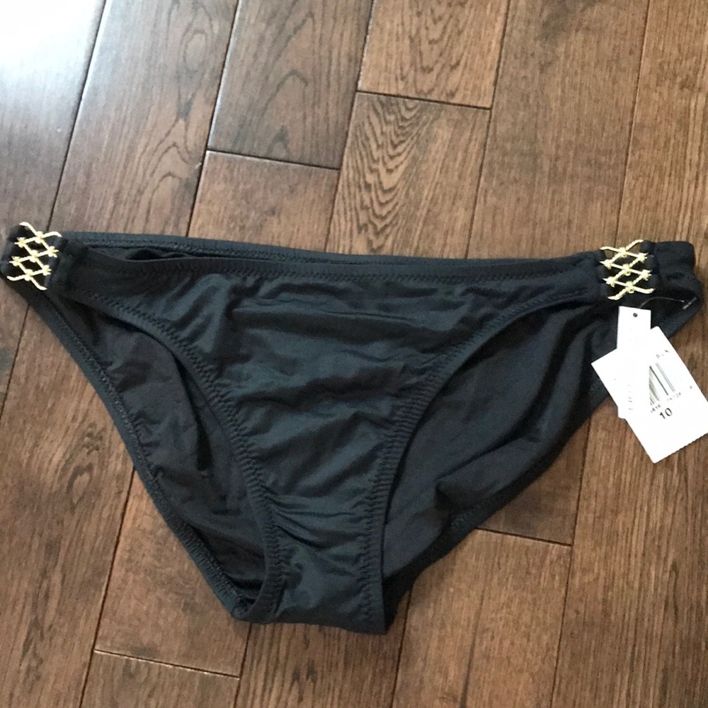 NWT Trina Turk Black Swim Bikini Bottoms Size 10